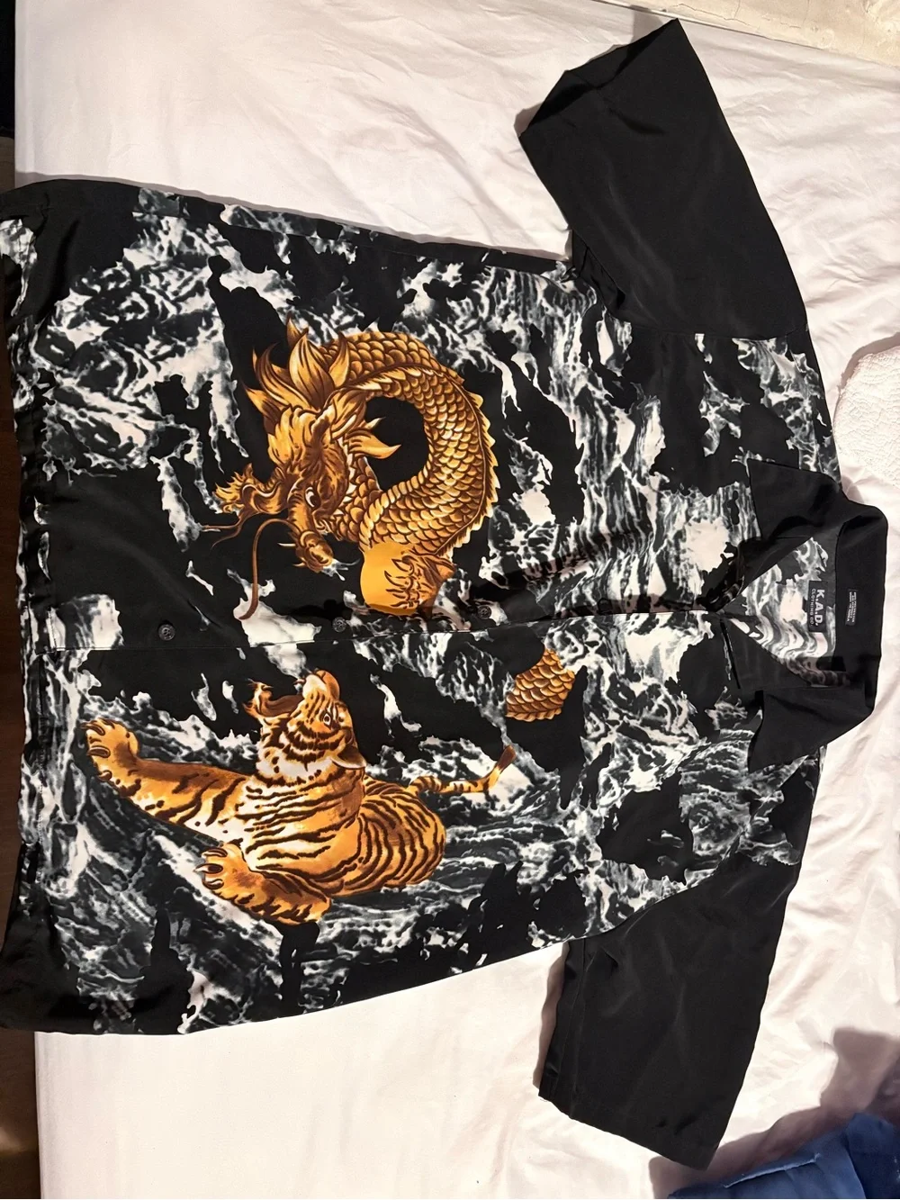 Vintage K.A.D. Clothing 90s Dragon And Tiger Button Up Hawaiian Shirt